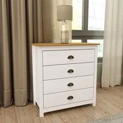 Cômoda para Quarto 4 Gavetas Estilo Americano 80cm Lázio F07 Branco/Ca