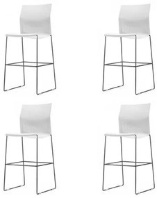 Kit 4 Banquetas Connect Assento Branco Base Fixa Preta - 57583 Sun House
