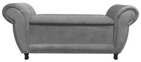 Recamier com Baú Itália Namoradeira Calçadeira Suede - D'Rossi - Grafite