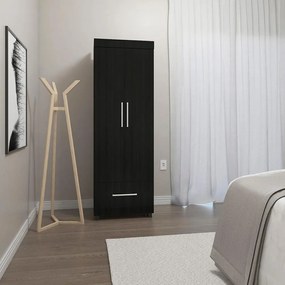 Roupeiro Guarda Roupa 2 Portas Prateleiras Gaveta Preto