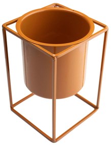 Vaso Decorativo Terracota com Suporte em Metal 16x11 cm - D'Rossi