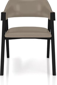 Cadeira Sala de Jantar e Jogos Carteados Madeira Maciça Poker PU Nude/Preto G42 - Gran Belo