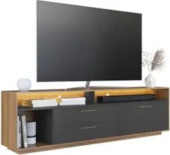 Rack TV 75 Pol 200cm Com LED 1 Porta Mova Mel/Grafite A05 - Mpozenato