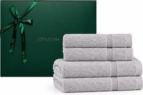 Jogo de Banho 4 pçs Trussardi 100% Algodão Doppia c/ Caixa de Presente Natal - Gelo Gelo