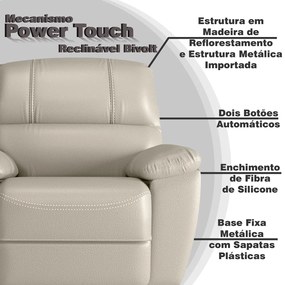 Poltrona do Papai Reclinável Elétrica Armênia Power Touch Couro Off White G40 - Gran Belo