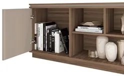 Rack Para Sala Bancada de TV 75 Pol 180cm Simetria Nogueira/Fendi - Ca