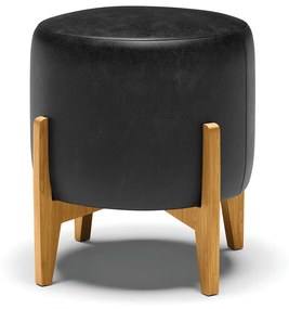 Puff Stella Corano Base Madeira Castanho - D'Rossi - Preto