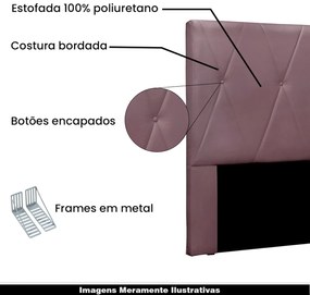 Cabeceira Decorativa Casal 1,40M Yves Veludo Uva G63 - Gran Belo
