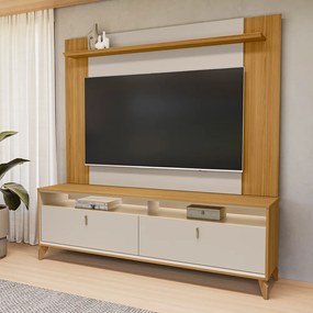 Conjunto Painel Extensível Rack 180cm LED Tremonti/Duarte TV até 55 Tauari/Off White G77 - Gran Belo