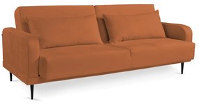 Sofá Cama 03 Lugares Angel Veludo Pés Tabaco - D'Rossi - Ferrugem
