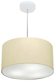 Lustre Pendente Cilíndrico Md-4099 Cúpula em Tecido 40x25cm Algodão Crú - Bivolt