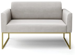 Sofá Namoradeira Base Industrial Dourado Marisa Veludo D03 - D'Rossi - Cinza