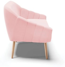 Namoradeira 02 Lugares Giovana Suede Rosa Bebê Pés Palito Natural - D'Rossi