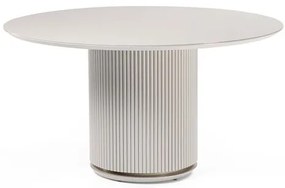 Mesa Jantar Atena Redonda Tampo Vidro Off White 140cm - 78901 Sun house