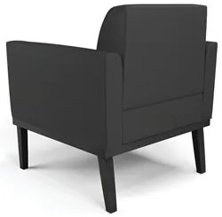 Sofá Namoradeira e 1 Poltrona Base Madeira Preto Maressa Sintético Pre