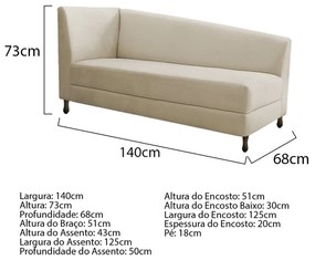 Kit Divã Recamier Heitor 140cm Lado Direito e 02 Poltronas Luiza Suede - ADJ Decor