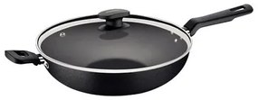 Wok Tramontina Loreto Antiaderente Tampa de Vidro 28 cm 3,3 L Grafite
