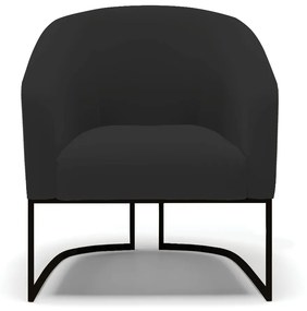 Poltrona Decorativa Industrial Preto Kit 2 Stella Veludo Preto D03 - D'Rossi