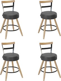 Banqueta Baixa Cozinha 50cm Encosto Pé Madeira Kit 4 Kyara Pu S02 - D'Rossi - Preto
