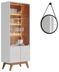 Cristaleira Portas de vidro Rebeca e Espelho Adnet 67cm C05 Off White/