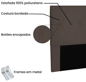 Cabeceira Cama Box Casal 140cm Aquilla Suede Café - Sheep Estofados - Marrom
