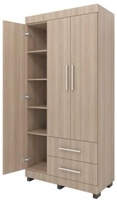 Roupeiro Guarda Roupa Alto 3 Portas 2 Gavetas Marrom Montana