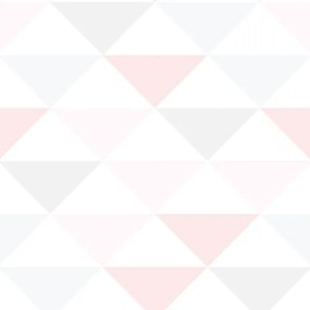 Papel de parede adesivo triângulo rosa cinza e branco
