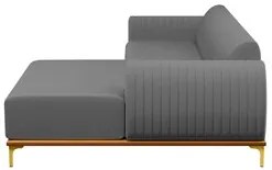 Sofá 245cm 4 Lugares com Chaise Direito Pés Gold Molino C-416 Linho Ci