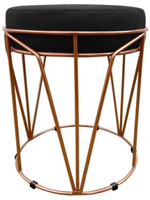Puff Multiuso com Mesa Babu 2 em 1 Suede Base Cobre D'Rossi - Preto