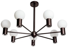 Pendente Nikko Ø92,5X55Cm C/ 5 Globos 5Xg9 / Haste Fixa / Globo Ø12Cm... (TT-M Titânio Metálico, AMBAR)