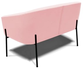 Sofá Namoradeira e Poltrona Pé de Ferro Preto Stella Suede D03 - D'Rossi - Rosa Bebê