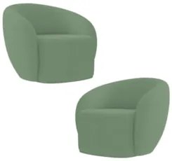 Poltrona para Sala de Estar Orgânica Kit com 2 Garbin Z08 Boucle Verde