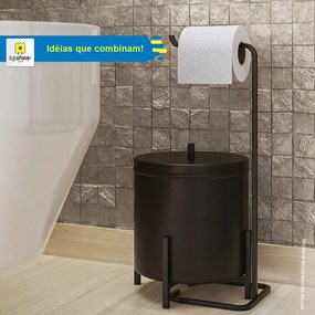 Suporte Porta Papel Higiênico de Chão Slim Preto - Loja Sheep - Preto