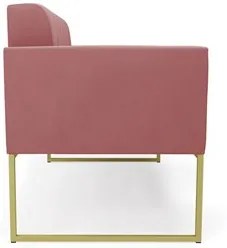 Sofá Namoradeira e 2 Poltronas Base Industrial Dourado Ana Suede Rosê