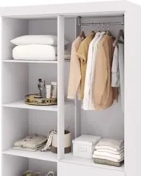 Guarda Roupa Solteiro 103cm Com Espelho Mayra Flex Branco V02 - Mpozen