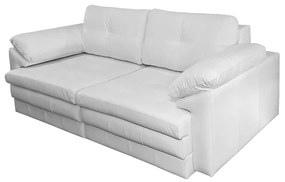 Sofá Retrátil Bali 02 Lugares Couro Branco B105 175 cm Pés de Madeira S03 - D'Rossi