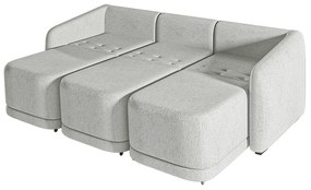 Sofá Cama Modulado Retrátil e Reclinável Decorativo Varsóvia 336cm Linho Cinza G33 - Gran Belo