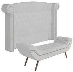 Cabeceira Cama Box Queen 160cm Provença e Recamier Veneto Z37 Boucle B