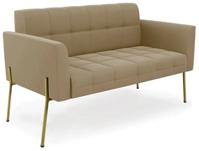 Sofá Namoradeira 2 Lugares Pé de Ferro Dourado Elisa Suede D03 - D'Rossi - Marrom Rato