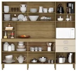 Armário de Cozinha Compacta 222cm Intesa Z06 Freijó/Vanilla - Mpozenat