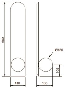 Arandela Aliança 13X65X13Cm 01Xg9 Globo 10Cm - Usina 90035/1 (PT / CB-P - Preto Texturizado / Cobre Brilho Polido, Branco (Fosco))