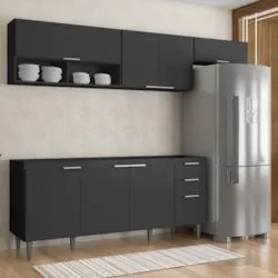 Armário de Cozinha CP03 Para Pia 180cm Pérola Z34 Preto     - Mpozenat