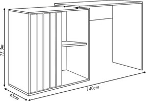 Mesa para Computador Amel Home 140cm Porta Ripada de Correr MDP Branco G11 - Gran Belo
