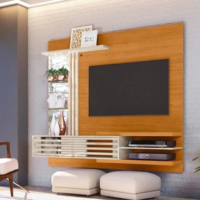 Painel TV 55 Pol 182cm Bancada Suspensa para Sala Romelli Cinamomo/Off White M20 - D'Rossi