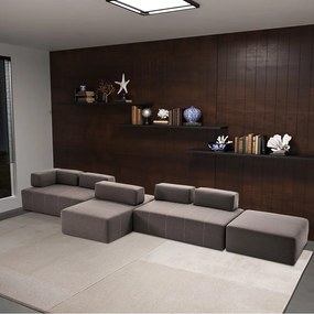 Sofá Decorativo 4 Módulos e 5 Encostos Happiness Linho Cinza G66 - Gran Belo