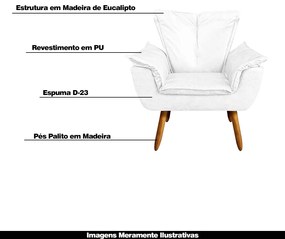 Poltrona Decorativa Pés Palito Charger PU Branco G19 - Gran Belo