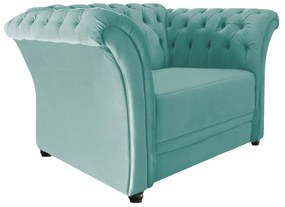 Poltrona Decorativa Chesterfield Sofia Suede Azul Tiffany - ADJ Decor