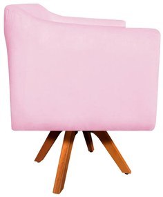 Kit 01 Namoradeira 02 Lugares e 01 Poltrona Giratória Julia Suede Rosa Bebê com Strass Base Madeira MM30 D'Rossi