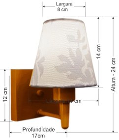 Arandela Quadrada Md-2034 Cobre Cúpula em Tecido Cone Renda Branca - Bivolt
