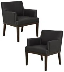 Kit 02 Poltronas Decorativas Vitória W01 Corano Preto - Mpozenato